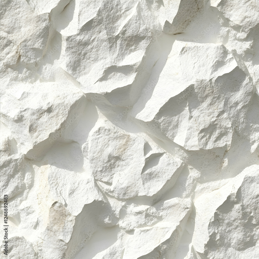 Poster striking texture of a white rock wall creating sharp shadows and a bright clean background for moder