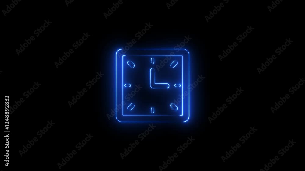 Poster glowing neo clock icon isolated. neon analog clock icon isolated.