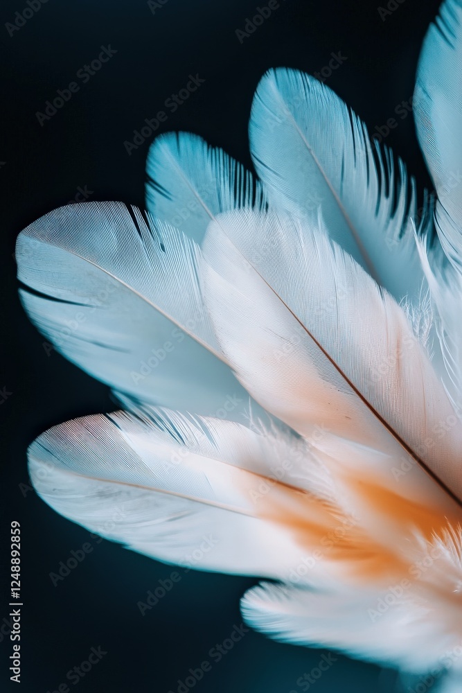 Poster close-up of eagle feathers glowing softly with intricate patterns