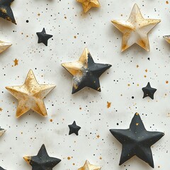Whimsical Hand-Painted Star Pattern for Baby Shower and Kids Decor in Watercolor Style