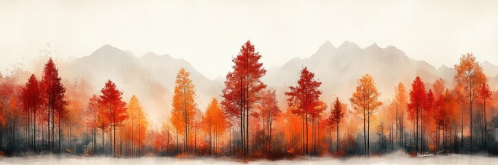 Naklejka premium Impressionist Forest with Vibrant Trees and Dreamy Background