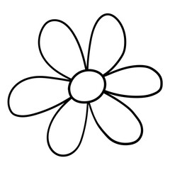 Hand drawn doodle daisy chamomile flower on white background.
