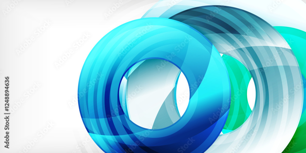 Poster bright colorful circles with light effects. abstract background