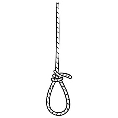 Hand drawn doodle gallows execution and punishment on white background.