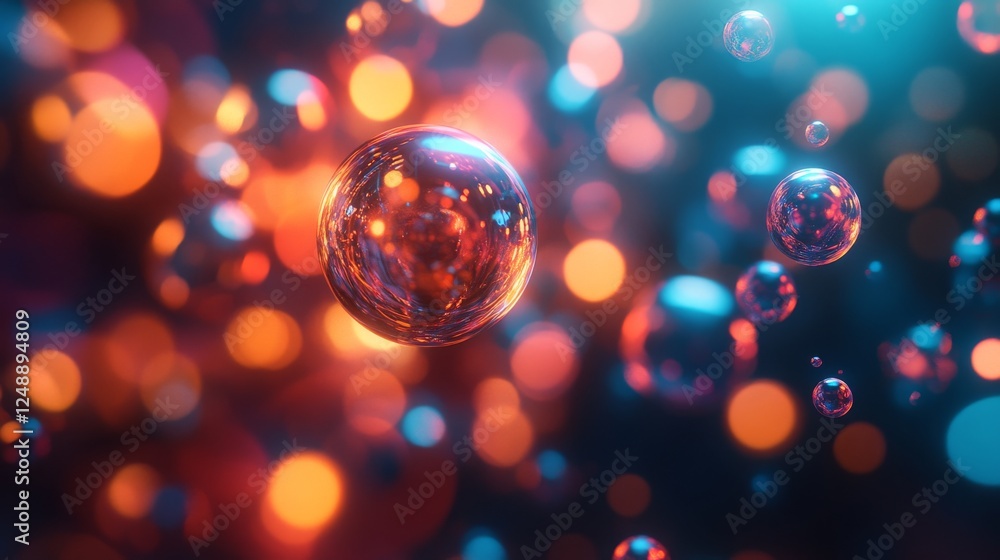 Poster luminous spheres float within an ethereal atmospheric light