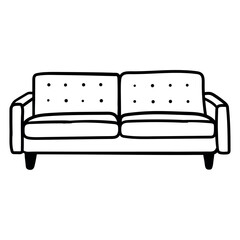 Hand drawn doodle sofa on white background.