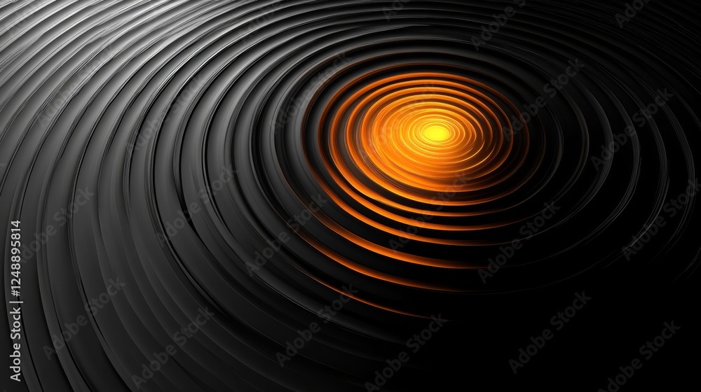 Poster abstract rendering showcases radiating concentric rings with a glowing core