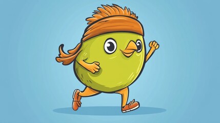 Running bird cartoon character, fitness, healthy lifestyle