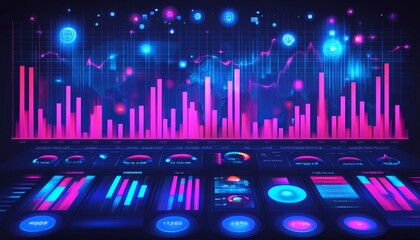 Financial Data Analytics, Futuristic Charts, Data Visualization, Business Intelligence