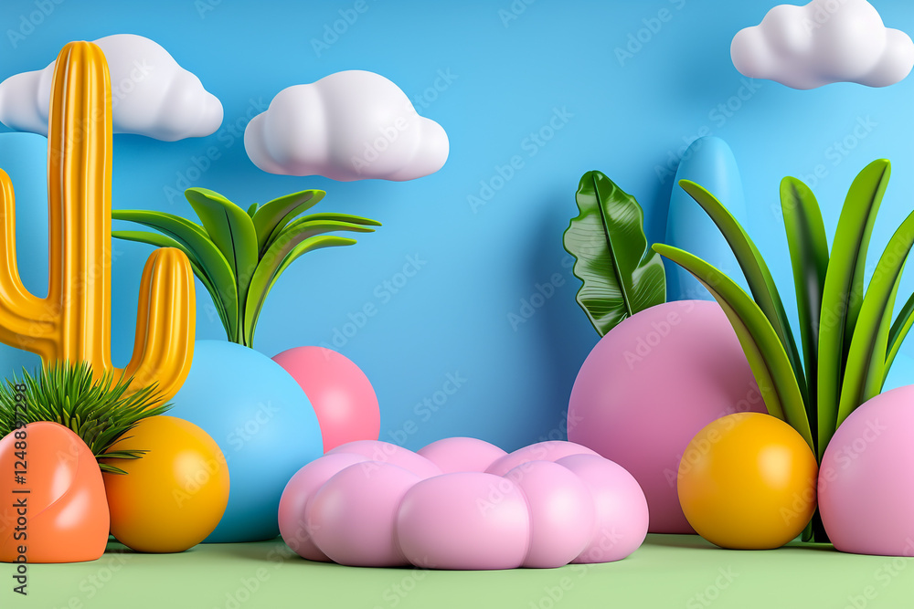 Aufkleber geometric 3d playground with soft gradient abstract shapes - ideal for web designers and 3d artists