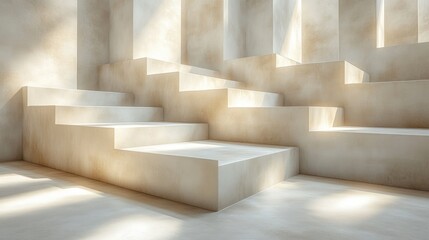 Abstract Minimalistic Geometric Composition with White Shapes and Shadows for Business Background