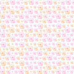 Colorful floral pattern featuring soft pink and yellow flowers on a white background ideal for textile design and crafts