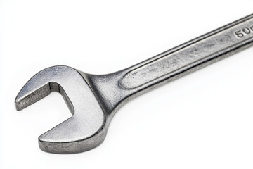 Stainless steel wrench isolated on white background, Selective focus wrench for mechanic.