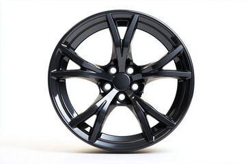 Fototapeta premium Car wheel isolated on white background, Selective focus wheel for vehicle on white background.
