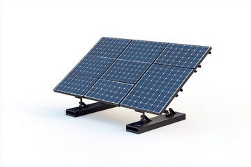 Selective focus solar panels isolated on white background, Renewable energy generator.