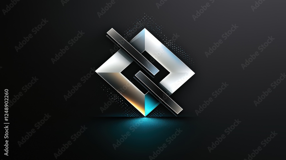Poster a bold abstract icon for branding, featuring sharp geometric lines in a monochrome minimalist design