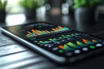 A futuristic holographic graphs and charts generated with AI