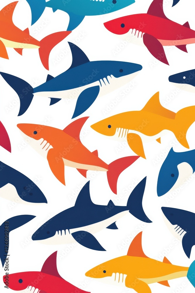 Poster abstract shark design with sharp lines and vibrant gradient colors