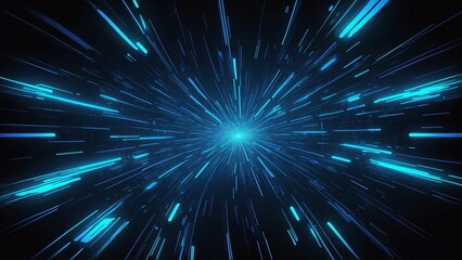 Naklejka premium Dynamic blue light streaks radiating from the center, creating a sense of movement and depth