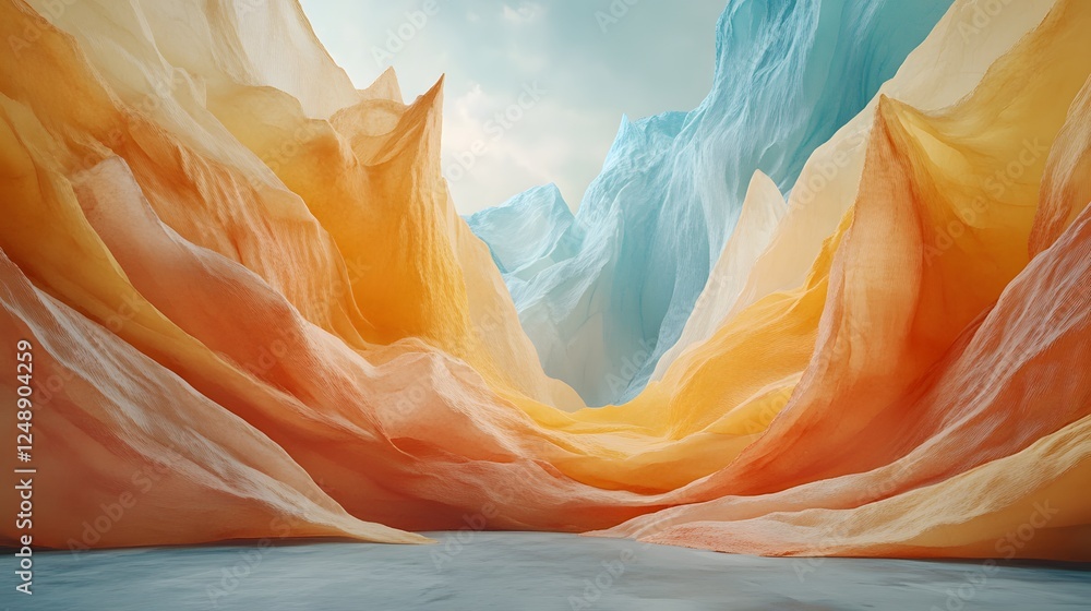 Poster low-poly art 200 set against a minimalistic studio featuring a colorful landscape with ice and abstr