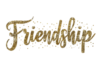Elegant Gold Friendship Lettering in Cursive Style Isolated on Transparent Background