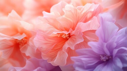 Close up of soft delicate pastel colored flower petals