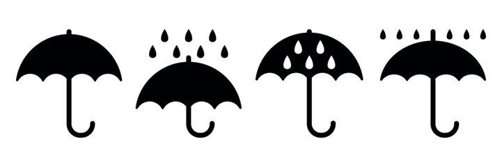 Do not wet icon opened umbrella with raindrops symbol hand drawn vector sign for product packaging © Elenapro