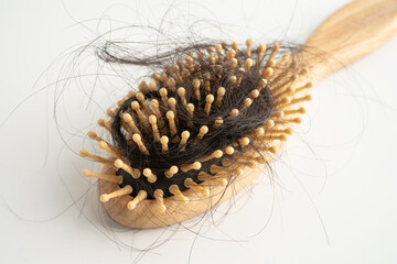 Hair loss fall with comb bush serious problem health, beauty and cosmetic.