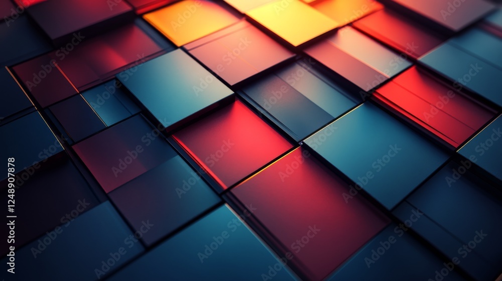 Poster abstract colorful cube background with strong lighting and shadows