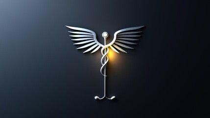 Obraz premium A sophisticated abstract health icon, featuring geometric medical elements in a sleek black-and-white design.