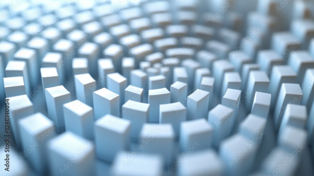 Poster abstract pattern of white cubes in circular arrangement