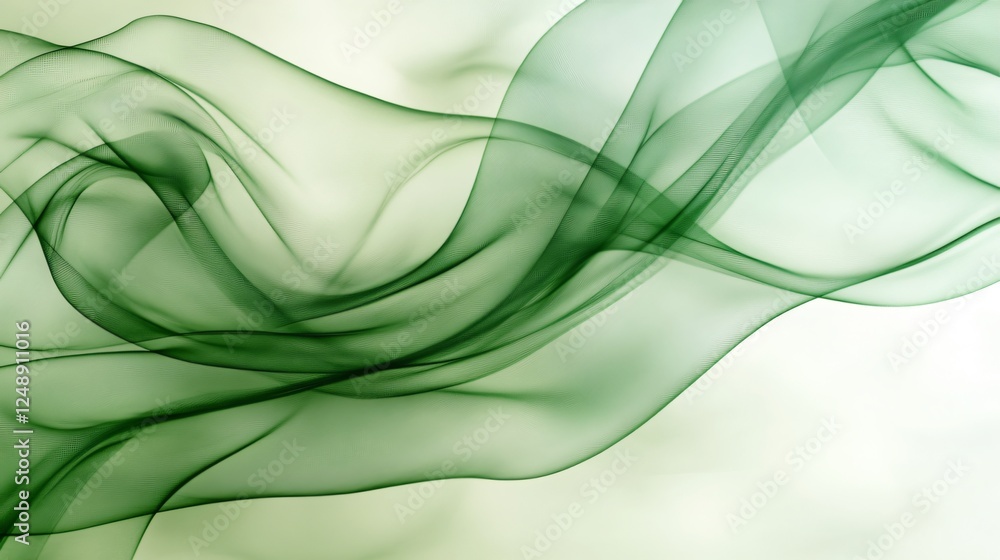 Poster soft undulating lines in tranquil green wave design transitioning into pale green gradient