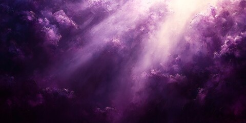 Obraz premium Radiant sunlight piercing through purple clouds
