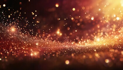 Obraz premium golden glittering wave with glowing bokeh lights on dark background for festive, luxury, and abstract design projects
