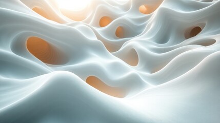 Fototapeta premium Futuristic Minimalistic White Abstract Background 3D Geometric Design with Copy Space