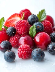 Fresh assortment of colorful mixed berries