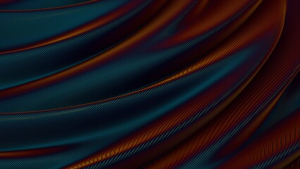 Fototapeta premium Abstract futuristic texture with flowing digital waves, featuring orange and blue tones in a high-tech style