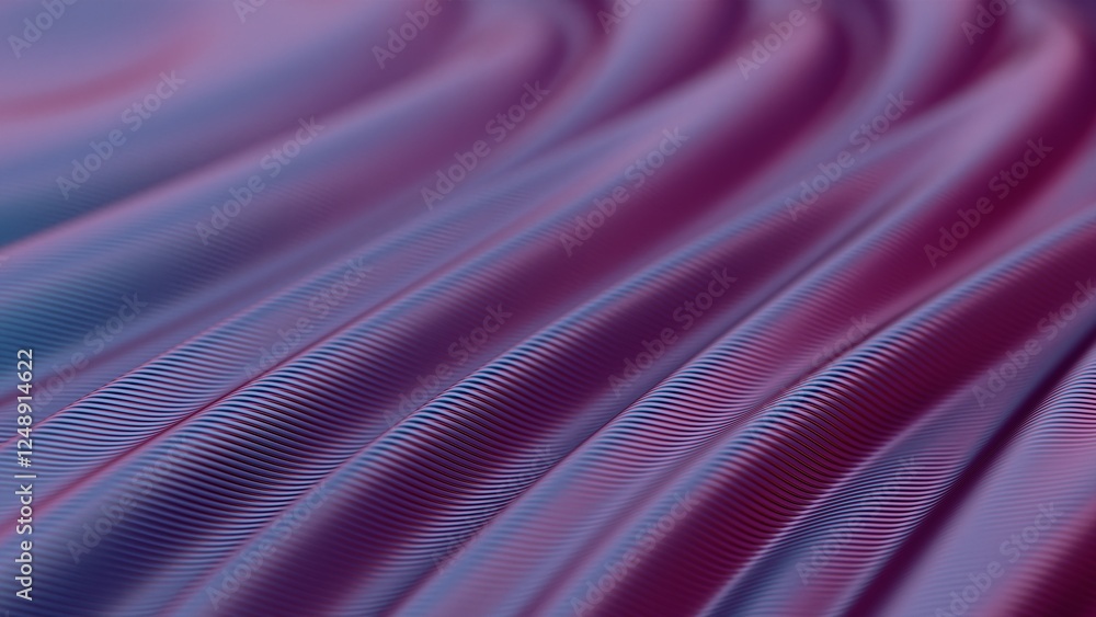 Poster abstract 3d waves with smooth flowing lines in blue and purple tones, creating a futuristic digital 