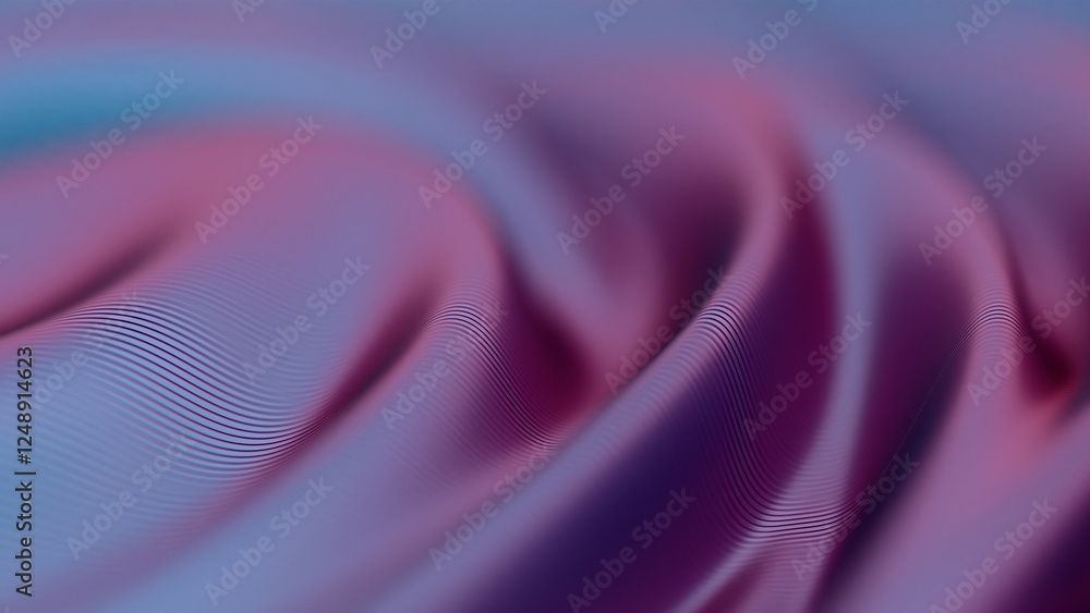 Poster abstract 3d waves with smooth flowing lines in blue and purple tones, creating a futuristic digital 