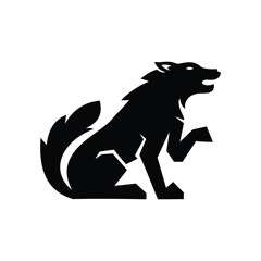 Wolf silhouette logo template. Howling predator sign Vector illustration.