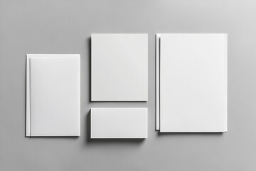 Blank stationery mockup, gray background, design template