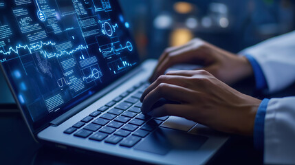 man typing on a laptop