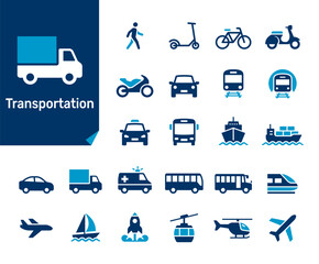 Transportation icon illustrations, Flat design, Pixel perfect.