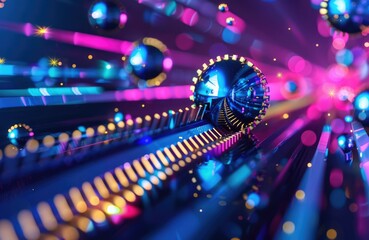 Futuristic neon touchscreen interface with a glowing golden zipper being unzipped, National Zipper Day