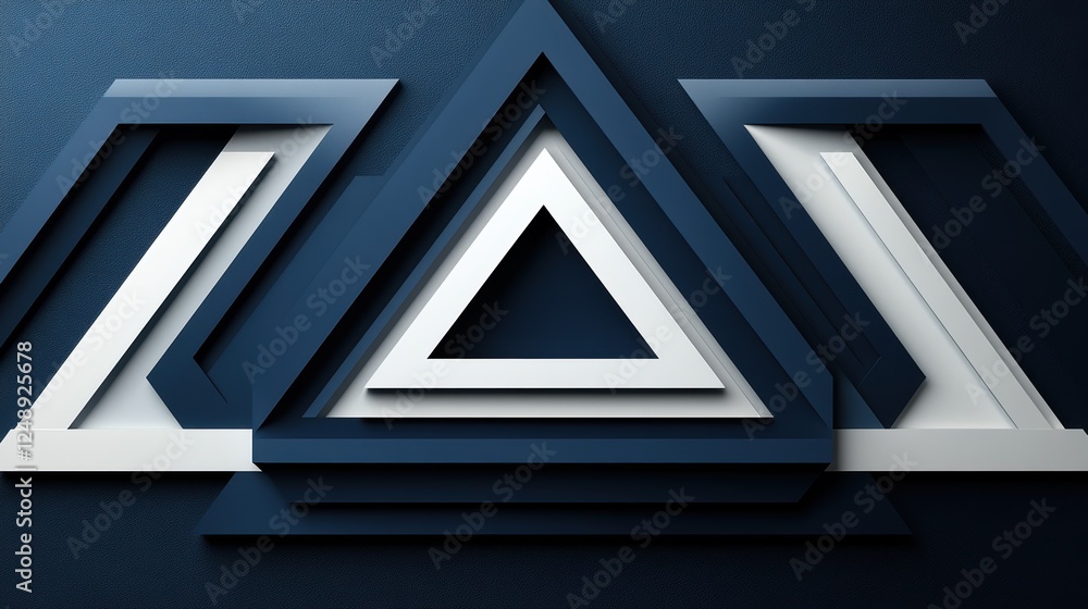 Aufkleber abstract navy blue and white triangles; geometric background; modern design; website banner