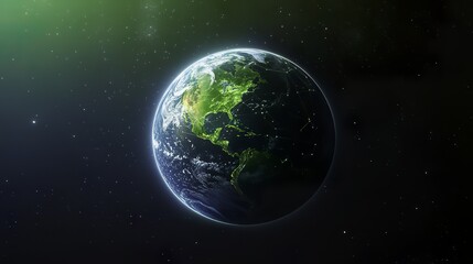 Fototapeta premium Glowing Earth with abstract network connections, symbolizing global connectivity and unity in a vast universe.