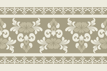 Classic Damask Seamless Pattern on light brown tone - Vector Illustration for Elegant Textile 
Design