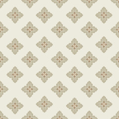 Classic Damask Seamless Pattern on light brown tone - Vector Illustration for Elegant Textile 
Design