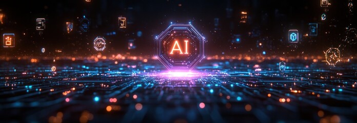 Obraz premium Artificial Intelligence Revolutionizing Business and Global Connectivity through Technology and Data Analysis