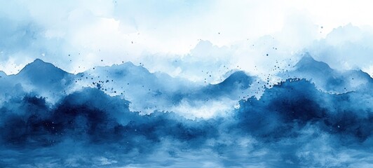 Abstract Blue Watercolor Background Texture Vintage Pastel Grunge Antique Wall Paper